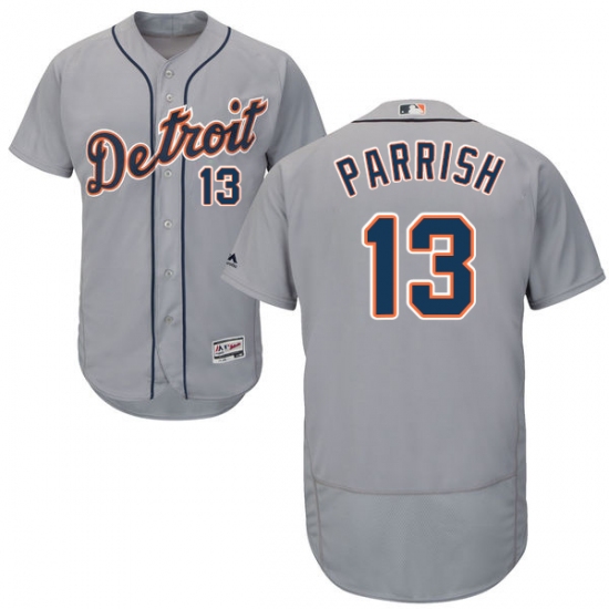Men's Majestic Detroit Tigers 13 Lance Parrish Grey Road Flex Base Authentic Collection MLB Jersey