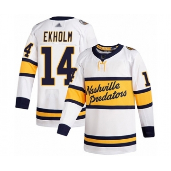 Men's Nashville Predators 14 Mattias Ekholm Authentic White 2020 Winter Classic Hockey Jersey