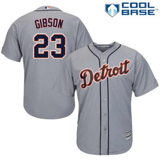 Youth Majestic Detroit Tigers 23 Kirk Gibson Authentic Grey Road Cool Base MLB Jersey