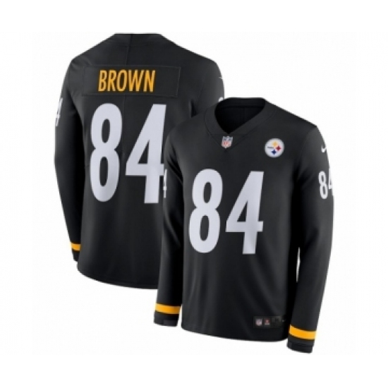 Men's Nike Pittsburgh Steelers 84 Antonio Brown Limited Black Therma Long Sleeve NFL Jersey