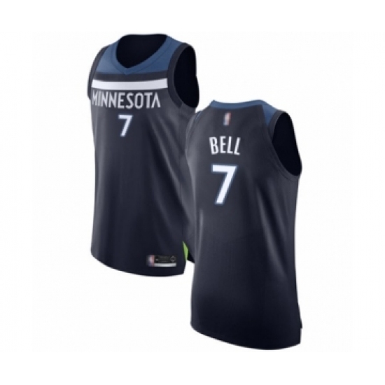 Men's Minnesota Timberwolves 7 Jordan Bell Authentic Navy Blue Basketball Jersey - Icon Edition