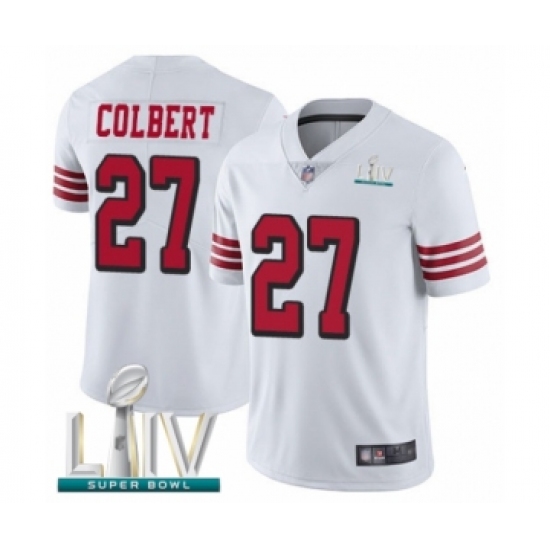 Men's San Francisco 49ers 27 Adrian Colbert Limited White Rush Vapor Untouchable Super Bowl LIV Bound Football Jersey