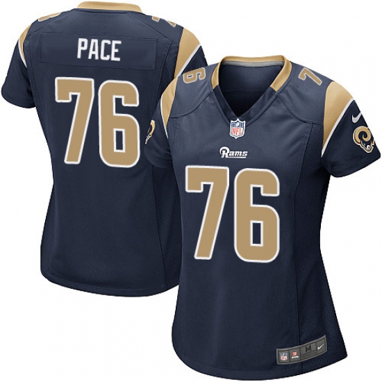 Women's Nike Los Angeles Rams 76 Orlando Pace Game Navy Blue Team Color NFL Jersey
