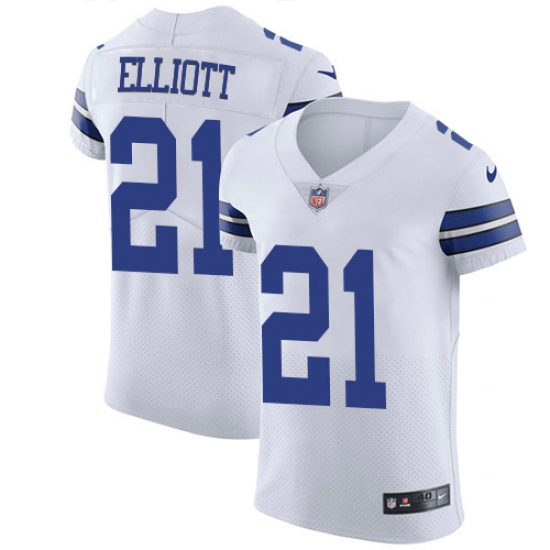 Men's Nike Dallas Cowboys 21 Ezekiel Elliott Elite White NFL Jersey