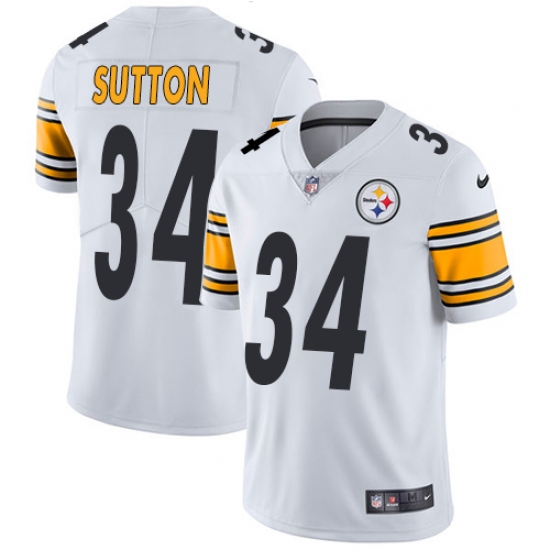 Men's Nike Pittsburgh Steelers 34 Cameron Sutton White Vapor Untouchable Limited Player NFL Jersey