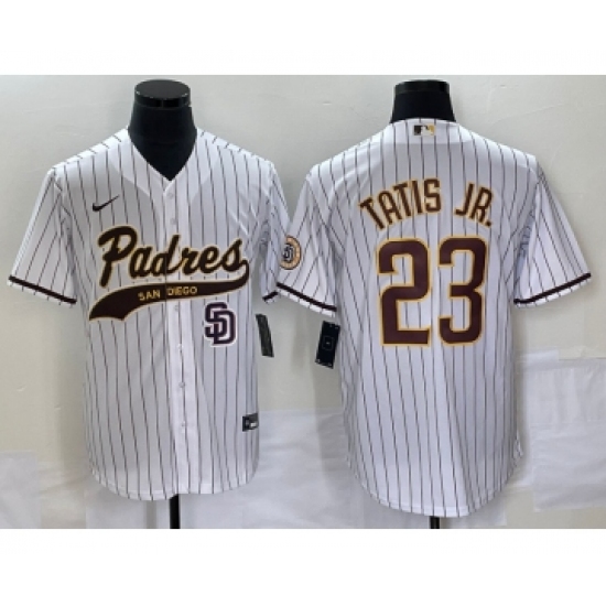 Men's San Diego Padres 23 Fernando Tatis Jr White NEW 2023 Cool Base Stitched Jersey