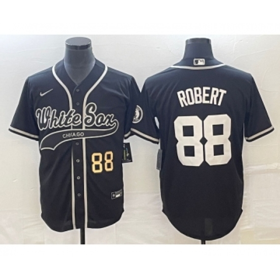 Men's Chicago White Sox 88 Luis Robert Number Black Cool Base Stitched Baseball Jersey