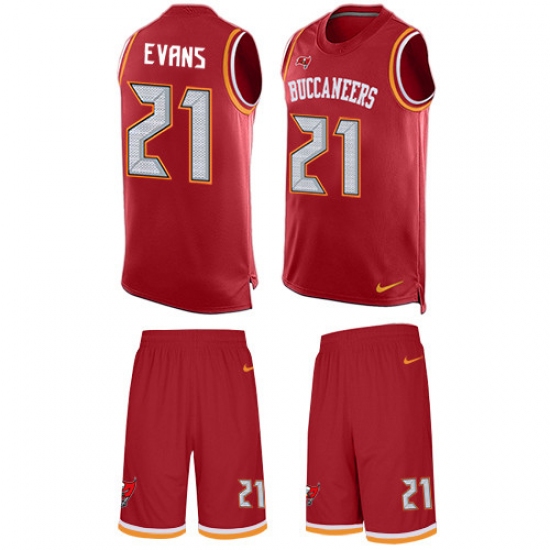 Men's Nike Tampa Bay Buccaneers 21 Justin Evans Limited Red Tank Top Suit NFL Jersey