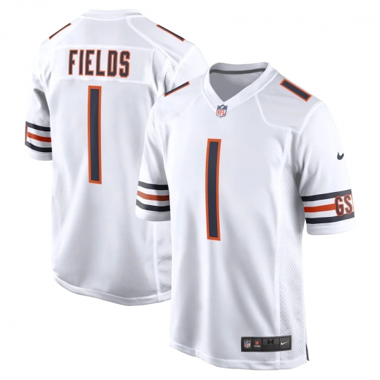 Men's Chicago Bears 1 Justin Fields Nike White 2021 NFL Draft First Round Pick Alternate Limited Jersey