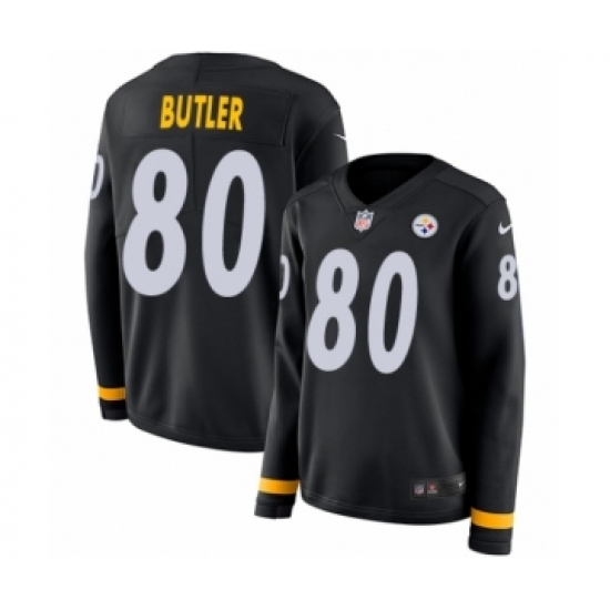 Women's Nike Pittsburgh Steelers 80 Jack Butler Limited Black Therma Long Sleeve NFL Jersey