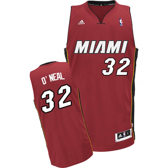 Men's Adidas Miami Heat 32 Shaquille O'Neal Swingman Red Alternate NBA Jersey
