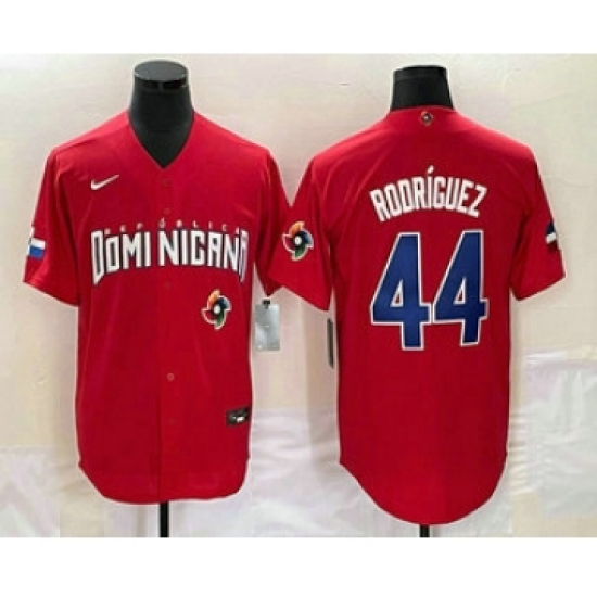 Men's Dominican Republic Baseball 44 Julio Rodriguez 2023 Red World Classic Stitched Jerseys