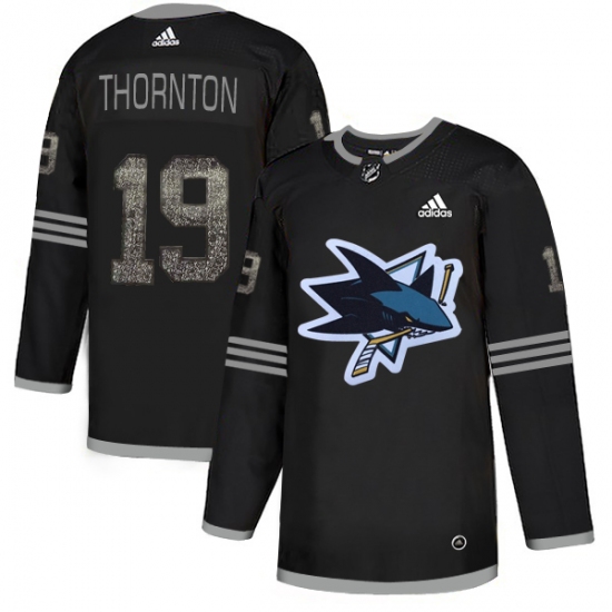 Men's Adidas San Jose Sharks 19 Joe Thornton Black Authentic Classic Stitched NHL Jersey