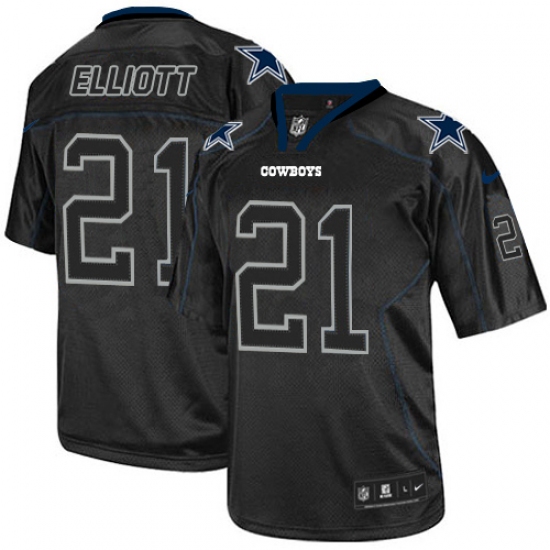 Men's Nike Dallas Cowboys 21 Ezekiel Elliott Elite Lights Out Black NFL Jersey