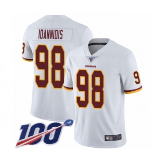 Men's Washington Redskins 98 Matt Ioannidis White Vapor Untouchable Limited Player 100th Season Football Jersey