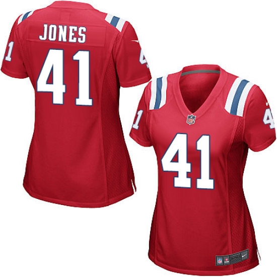Women's Nike New England Patriots 41 Cyrus Jones Game Red Alternate NFL Jersey