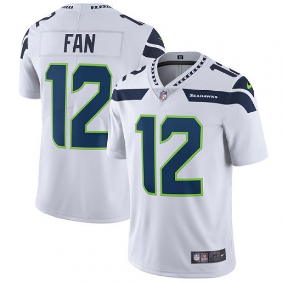 Youth Nike Seattle Seahawks 12th Fan White Vapor Untouchable Limited Player NFL Jersey