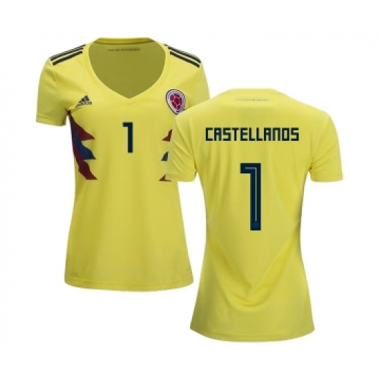 Women's Colombia 1 Castellanos Home Soccer Country Jersey