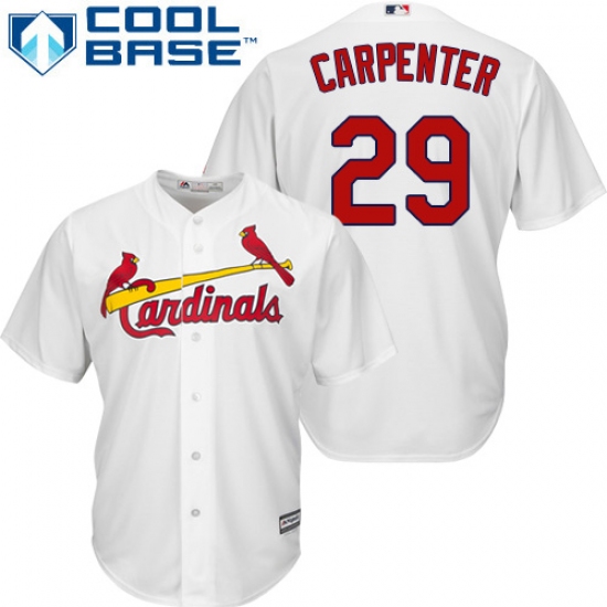 Youth Majestic St. Louis Cardinals 29 Chris Carpenter Authentic White Home Cool Base MLB Jersey