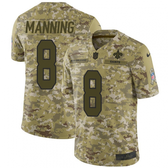 Men's Nike New Orleans Saints 8 Archie Manning Limited Camo 2018 Salute to Service NFL Jersey