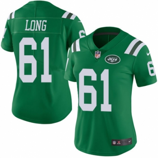 Women's Nike New York Jets 61 Spencer Long Limited Green Rush Vapor Untouchable NFL Jersey