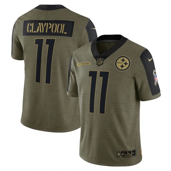 Men's Pittsburgh Steelers 11 Chase Claypool Nike Olive 2021 Salute To Service Limited Player Jersey