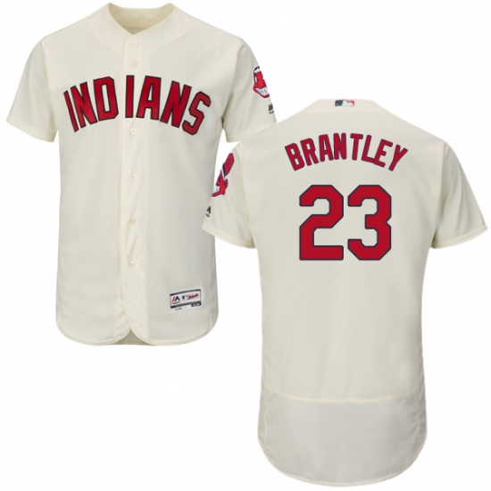 Men's Majestic Cleveland Indians 23 Michael Brantley Cream Alternate Flex Base Authentic Collection MLB Jersey