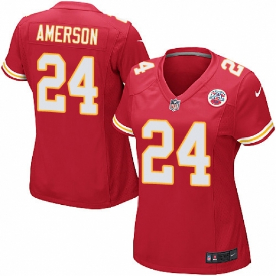 Women's Nike Kansas City Chiefs 24 David Amerson Game Red Team Color NFL Jersey