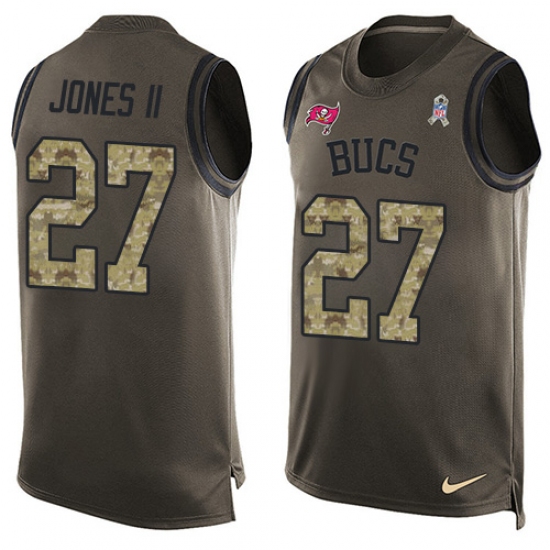 Men's Nike Tampa Bay Buccaneers 27 Ronald Jones II Limited Green Salute to Service Tank Top NFL Jersey
