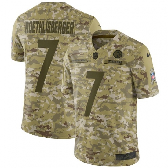 Men's Nike Pittsburgh Steelers 7 Ben Roethlisberger Limited Camo 2018 Salute to Service NFL Jersey