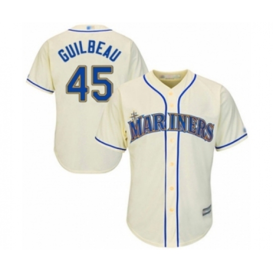Youth Seattle Mariners 45 Taylor Guilbeau Authentic Cream Alternate Cool Base Baseball Player Jersey
