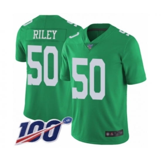 Men's Philadelphia Eagles 50 Duke Riley Limited Green Rush Vapor Untouchable 100th Season Football Jersey