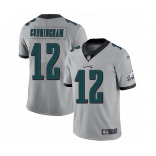 Men's Philadelphia Eagles 12 Randall Cunningham Limited Silver Inverted Legend Football Jersey