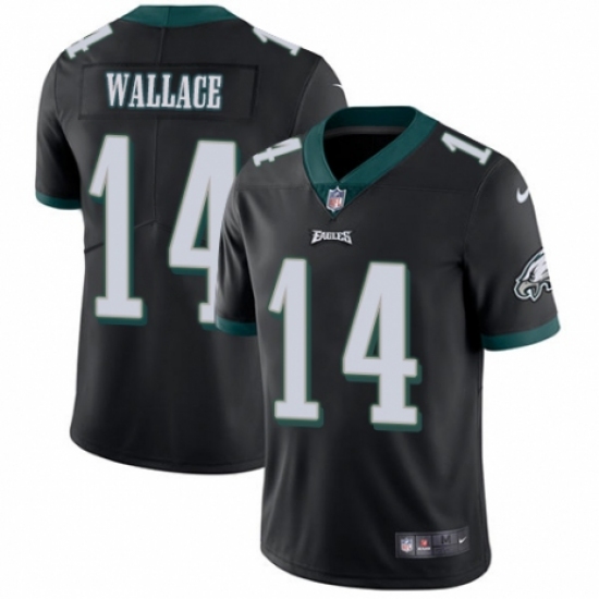 Men's Nike Philadelphia Eagles 14 Mike Wallace Black Alternate Vapor Untouchable Limited Player NFL Jersey