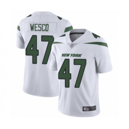 Men's New York Jets 47 Trevon Wesco White Vapor Untouchable Limited Player Football Jersey