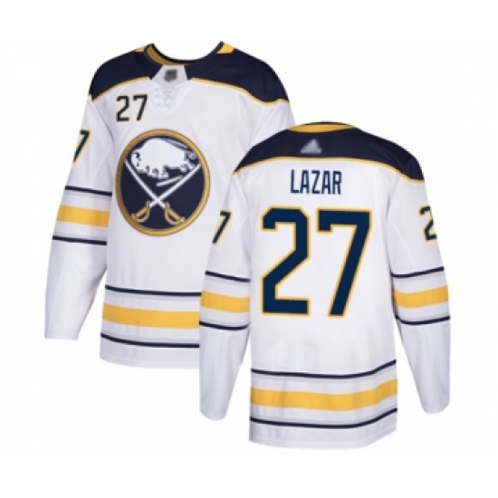 Men's Buffalo Sabres 27 Curtis Lazar Authentic White Away Hockey Jersey - Click Image to Close