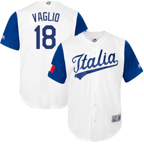 Men's Italy Baseball Majestic 18 Alessandro Vaglio White 2017 World Baseball Classic Replica Team Jersey