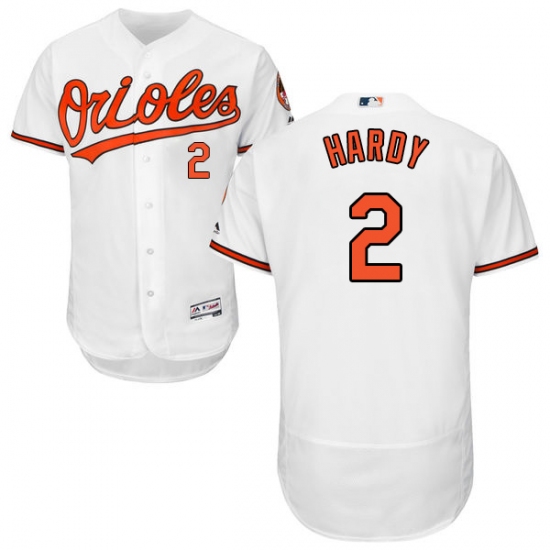 Men's Majestic Baltimore Orioles 2 J.J. Hardy White Home Flex Base Authentic Collection MLB Jersey