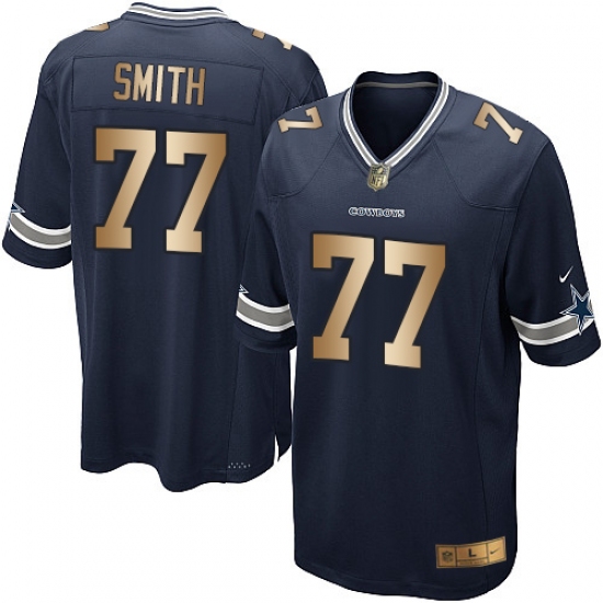 Youth Nike Dallas Cowboys 77 Tyron Smith Elite Navy/Gold Team Color NFL Jersey