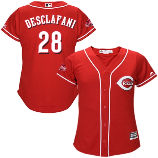 Women's Majestic Cincinnati Reds 28 Anthony DeSclafani Authentic Red Alternate Cool Base MLB Jersey
