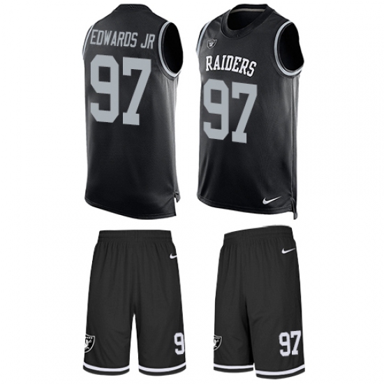 Men's Nike Oakland Raiders 97 Mario Edwards Jr Limited Black Tank Top Suit NFL Jersey