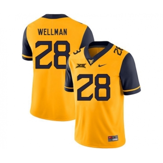 West Virginia Mountaineers 28 Elijah Wellman Gold College Football Jersey