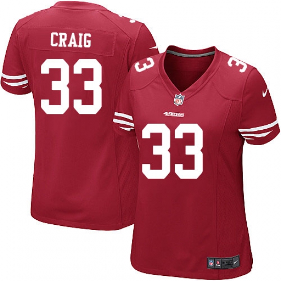 Women's Nike San Francisco 49ers 33 Roger Craig Game Red Team Color NFL Jersey