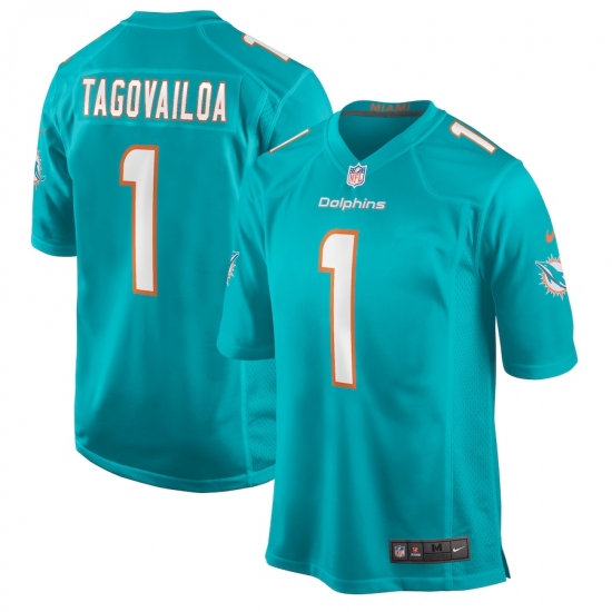 Men's Miami Dolphins 1 Tua Tagovailoa Nike Aqua 2020 NFL Draft First Round Pick Game Jersey