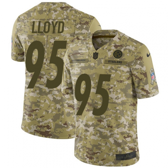 Youth Nike Pittsburgh Steelers 95 Greg Lloyd Limited Camo 2018 Salute to Service NFL Jersey