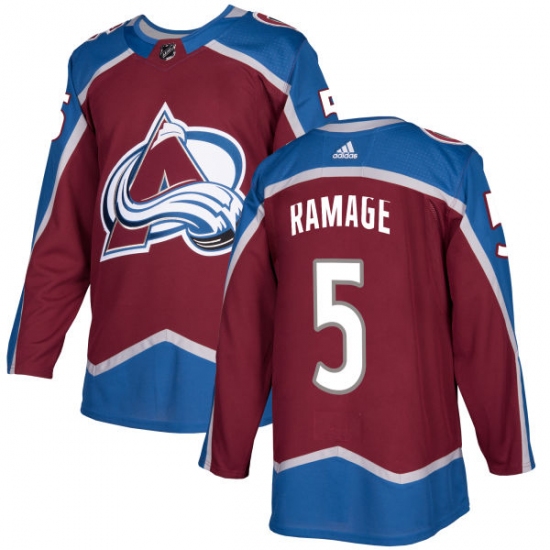 Men's Adidas Colorado Avalanche 5 Rob Ramage Authentic Burgundy Red Home NHL Jersey