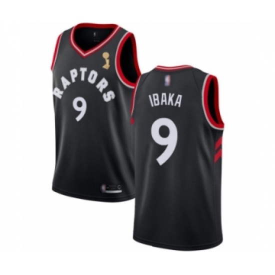 Men's Toronto Raptors 9 Serge Ibaka Swingman Black 2019 Basketball Finals Champions Jersey Statement Edition