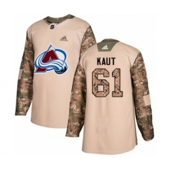 Youth Adidas Colorado Avalanche 61 Martin Kaut Authentic Camo Veterans Day Practice NHL Jersey