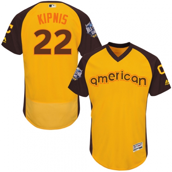 Men's Majestic Cleveland Indians 22 Jason Kipnis Yellow 2016 All-Star American League BP Authentic Collection Flex Base MLB Jersey