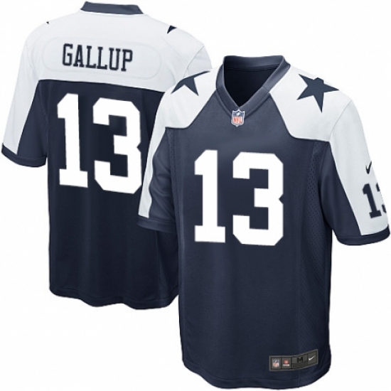 Men's Nike Dallas Cowboys 13 Michael Gallup Game Navy Blue Throwback Alternate NFL Jersey